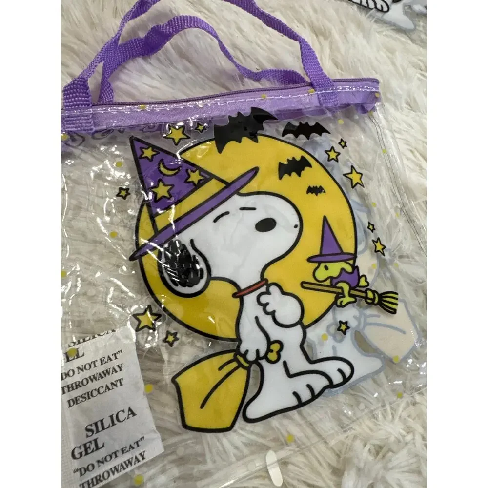 Snoopy Halloween clear bag purple handle Snoopy witch costume yellow moon & bats